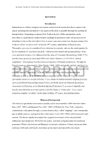 Spiritualism Introduction Spiritualism Is a Diffuse Religious
