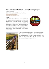 The Little River Railtrail – an Update on Progress