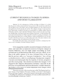 Current Religious Changes in Serbia and Desecularization*