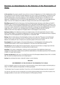 Decision on Amendments to the Statutes of the Municipality of Stolac