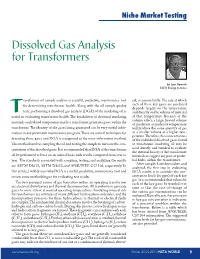 Dissolved Gas Analysis for Transformers