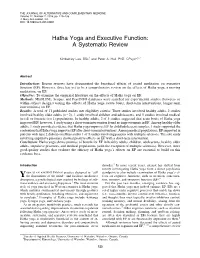 Hatha Yoga and Executive Function: a Systematic Review