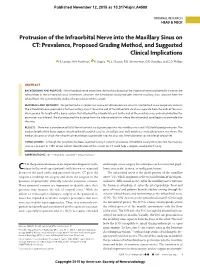 Protrusion of the Infraorbital Nerve Into the Maxillary Sinus on CT: Prevalence, Proposed Grading Method, and Suggested Clinical Implications