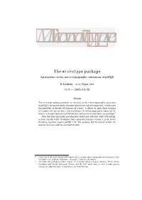 The Microtype Package an Interface to the Micro-Typographic Extensions of Pdftex