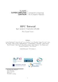 VSC HPC Tutorial for Vrije Universiteit Brussel Linux Users
