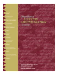 Compendium of ELECTION ADMINISTRATION in Canada