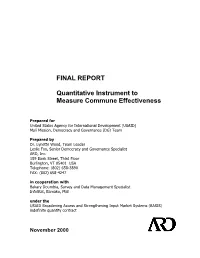 FINAL REPORT Quantitative Instrument to Measure Commune