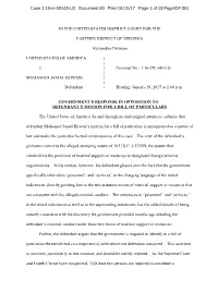 Government's Response in Opposition to Defendant's Motion for a Bill of Particulars