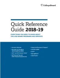 Quick Reference Guide 2018-19