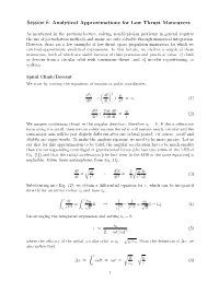 Session 6:Analytical Approximations for Low Thrust Maneuvers