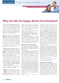 Why Are We So Happy About Yerushalayim?
