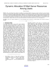 Dynamic Allocation of Mail Server Resources Among Users