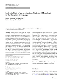 Indirect Effects of Ant Eradication Efforts on Offshore Islets in the Hawaiian Archipelago