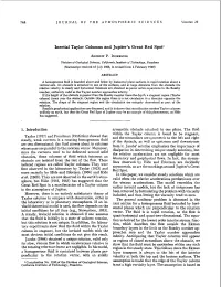 Inertial Taylor Columns M D Jupiter's Great Red Spot1