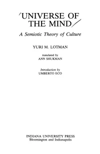 IUNIVERSE of the MIND/ a Semiotic Theory of Culture