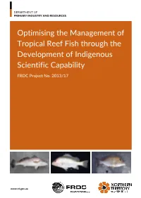 Optimising the Management of Tropical Reef Fish Through the Development of Indigenous Scientific Capability