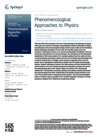 Phenomenological Approaches to Physics Series: Synthese Library