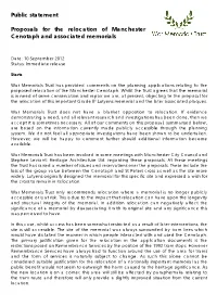 Public Statement Proposals for the Relocation of Manchester Cenotaph