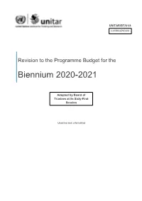 Revision to the Programme Budget for the Biennium 2020-2021