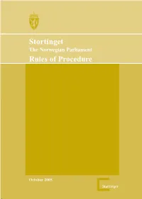 Stortinget the Norwegian Parliament Rules of Procedure