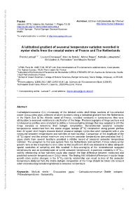 A Latitudinal Gradient of Seasonal Temperature Variation Recorded in Oyster Shells from the Coastal Waters of France and The