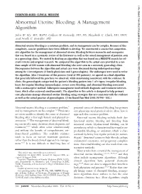 Abnormal Uterine Bleeding: a Management Algorithm