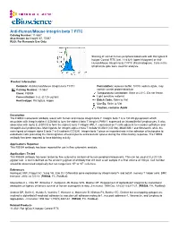 Anti-Human/Mouse Integrin Beta 7 FITC Catalog Number: 11-5867 Also Known As:Integrin B7, ITGB7 RUO: for Research Use Only