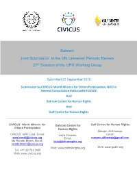 Bahrain Joint Submission to the UN Universal Periodic Review 27Th