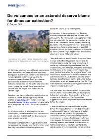 Do Volcanoes Or an Asteroid Deserve Blame for Dinosaur Extinction? 21 February 2019