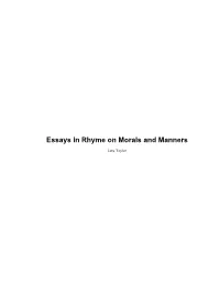 Essays in Rhyme on Morals and Manners