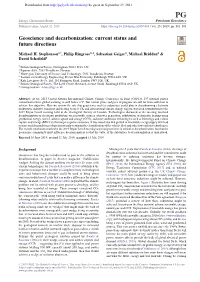 Geoscience and Decarbonization: Current Status and Future Directions