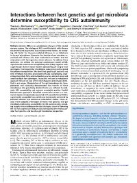 Interactions Between Host Genetics and Gut Microbiota Determine Susceptibility to CNS Autoimmunity
