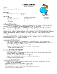 Lung Capacity Respiratory System Name: ______Date: ______Period: _____