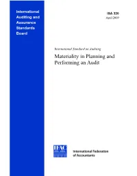 Materiality in Planning and Performing an Audit