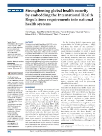 Strengthening Global Health Security by Embedding the International Health Regulations Requirements Into National Health Systems