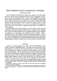 The Current Status of Fertility Control