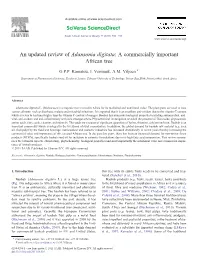 An Updated Review of Adansonia Digitata: a Commercially Important African Tree ⁎ G.P.P