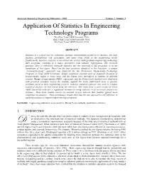 Application of Statistics in Engineering Technology Programs