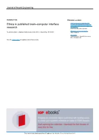 Ethics in Published Brain–Computer Interface Research