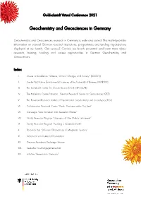 Geochemistry and Geosciences in Germany