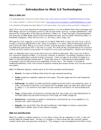 Introduction to Web 2.0 Technologies
