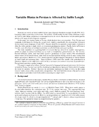 Variable Hiatus in Persian Is Affected by Suffix Length