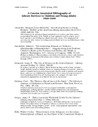 A Concise Annotated Bibliography of Library Services to Children and Young Adults: 1930-1939