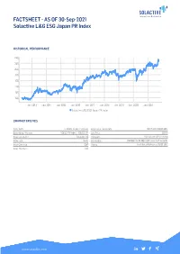 FACTSHEET - AS of 30-Sep-2021 Solactive L&G ESG Japan PR Index