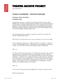 Theatre Archive Project: Interview with Graeme Cruickshank