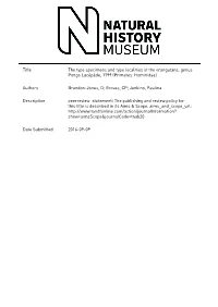 1 the Type Specimens and Type Localities of the Orangutans, Genus