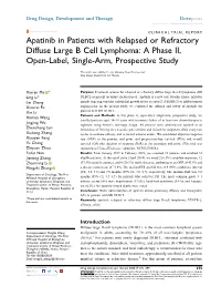 Apatinib in Patients with Relapsed Or Refractory Diffuse Large B Cell Lymphoma: a Phase II, Open-Label, Single-Arm, Prospective Study