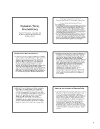 Dynamic (Time) Inconsistency