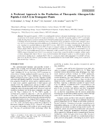 (GLP-1) in Transgenic Plants