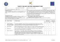 Safety Checklist and Risk Assessment Form for Eversley CC Main Ground 1 of 3 10-May-12